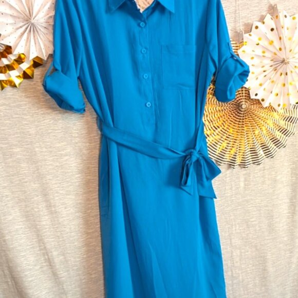 NWT Blue Light Summer Dress with Pockets - Picture 2 of 8